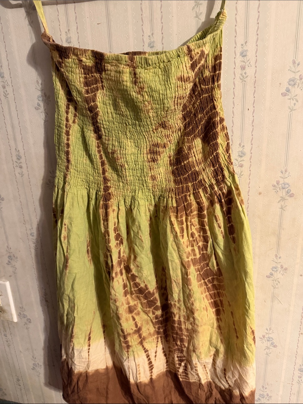 Lime Green Tie-Dye Smocked Mini no Skirt
